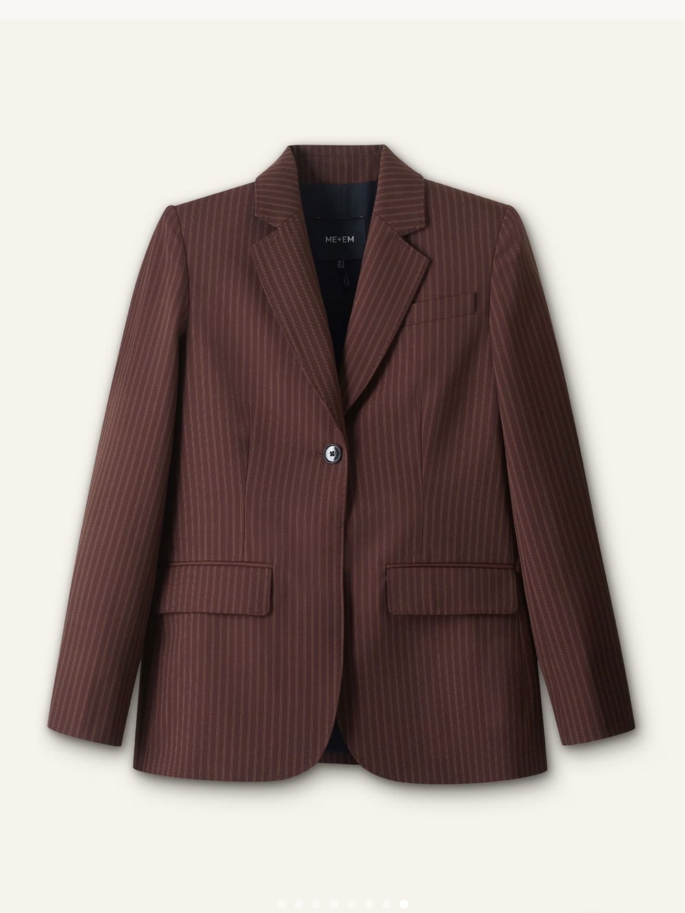 Pinstripe Sharp Shoulder Blazer - Cinnamon Brown